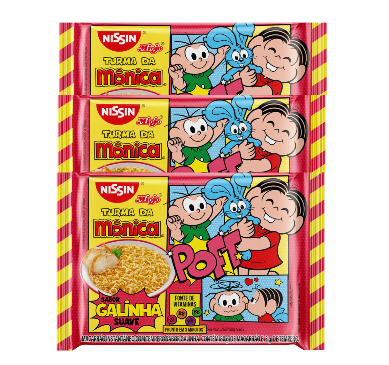 Nissin Instantâneo Turma da Mônica Sabor Galinha Suave (3x85g)